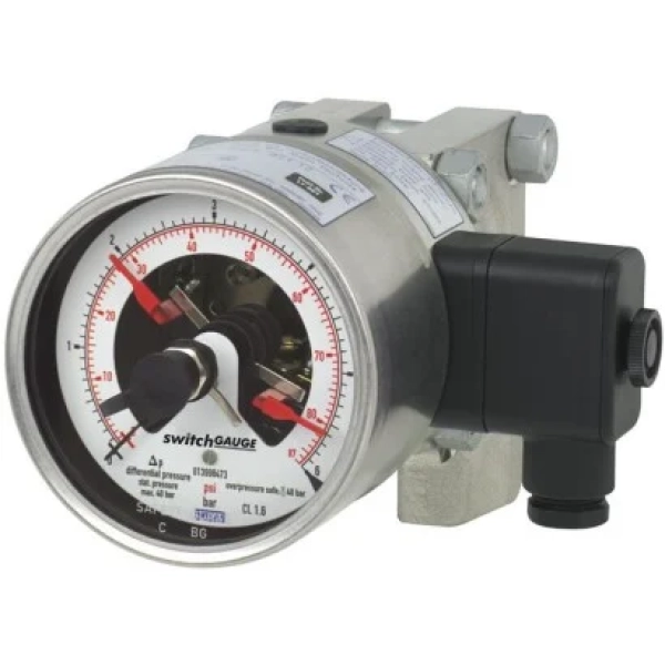 WIKA DPGS43HP switchGAUGE – Analog DP Gösterge + Alarm Kontağı, Yüksek Statik Basınç Uygulamaları
